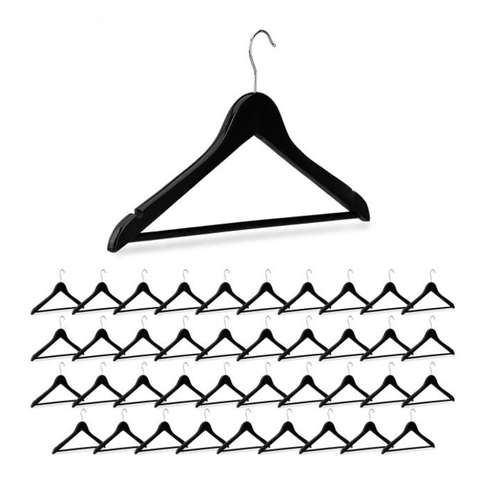 Relaxdays Wooden Clothes Hangers, 40-Piece Set