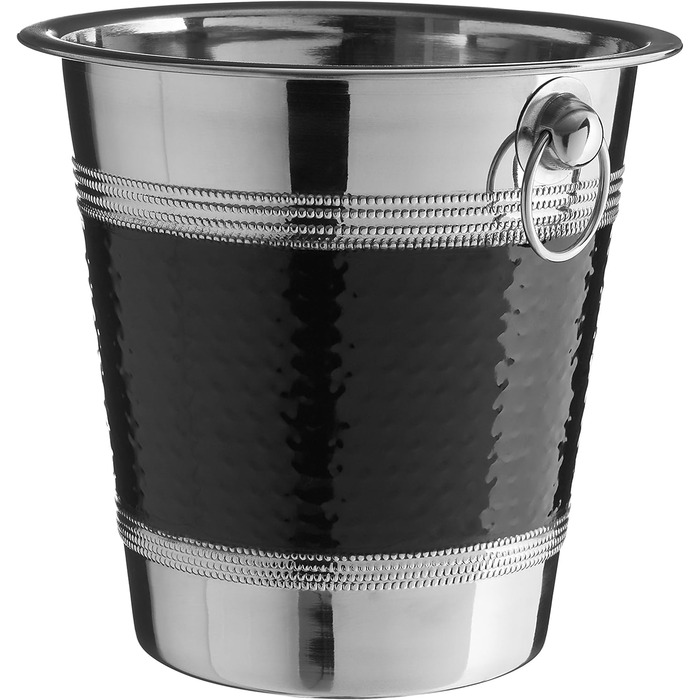 Охолоджувач для шампанського Premier Housewares 0507784 з гофрованим чорним обідком, нержавіюча сталь