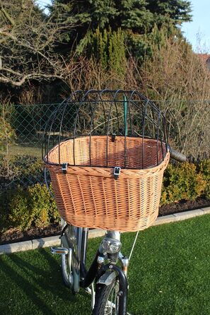 Корзина для велосипеда для собак з ручки з лози з металевою сіткою XL/XXL. Корзина для тварин, велосипедна корзина, натуральний матеріал (без подушки).