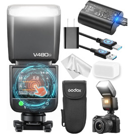 Спалах для камери Godox V480C з сенсорним екраном, GN50, TTL, HSS 1/8000s, сумісний з Canon R6 Mark II, R10, R7, R100, EOS-R, R5 Mark II, R6, RP, R8, M50, 600D, 90D, 700D, 750D