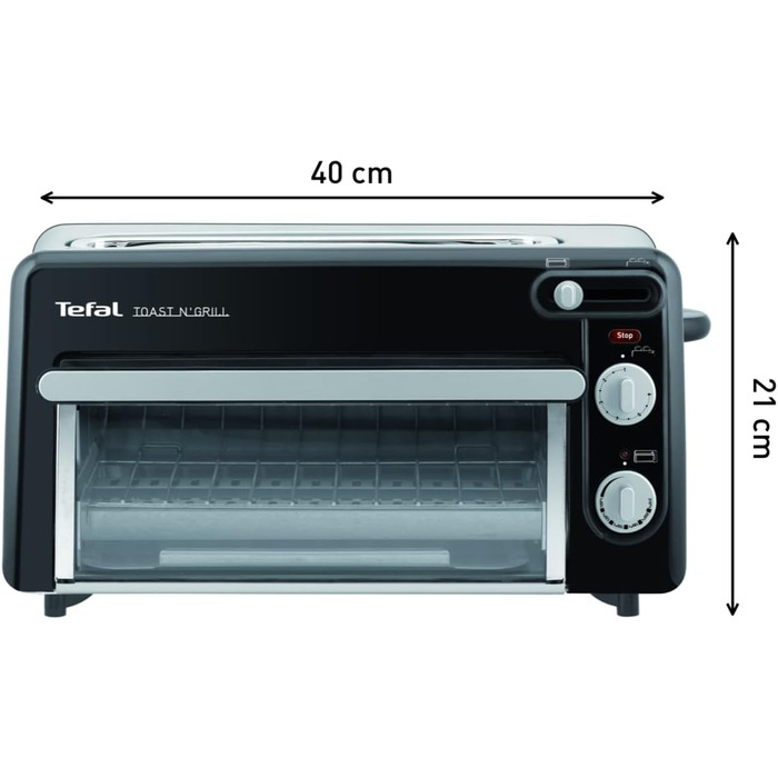 Tefal Toast n’ Grill TL6008 | 2-in-1 Toaster and Mini-Oven | Very energy-efficient and fast | 1300 Watt | 43.5 x 28.5 x 22.5 cm | Black/ Matte aluminum | 220-240V | 50-60Hz Single