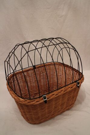 Корзина для собак на кермо велосипеда з ротангу з металевою сіткою та подушкою XL або XXL. Ротангкова корзина для собак, корзина на кермо, кошик для покупок (XL з подушкою) (XL без подушки)