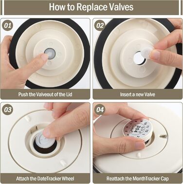 Герметичний контейнер для кави з нержавіючої сталі 1,8л з випускним клапаном, Vorratsdose для кавових зерен, горіхів, какао (Бежевий/Білий)