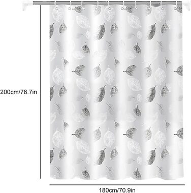 Шторка для душу Helweet, водонепроникна, 180 x 200 см, анти-пліснява