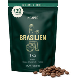 Спеціальна кава в зернах Incapto Single-Origin Brasilien, 100% Арабіка, Espresso Specialty Coffee (SCA 84), обсмажена традиційним способом, Мінас-Жерайс, 1 кг