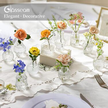 Glasseam набір міні-ваз із скла для декору столу, 40 шт. Вінтажні маленькі вази для весілля, вечірки, дня народження, дому, вітальні