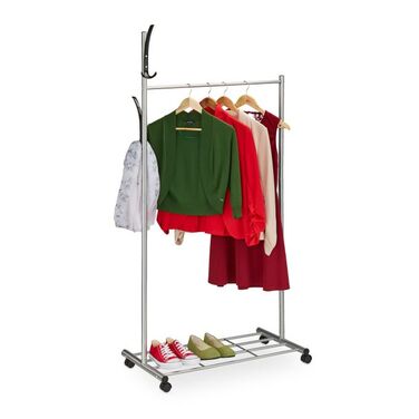 Relaxdays Silver Wardrobe with Wheels
