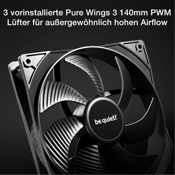 be quiet! Pure Base 501 DX Black - корпус ПК з 3 вентиляторами Pure Wings 3 140mm PWM, RGB підсвічування
