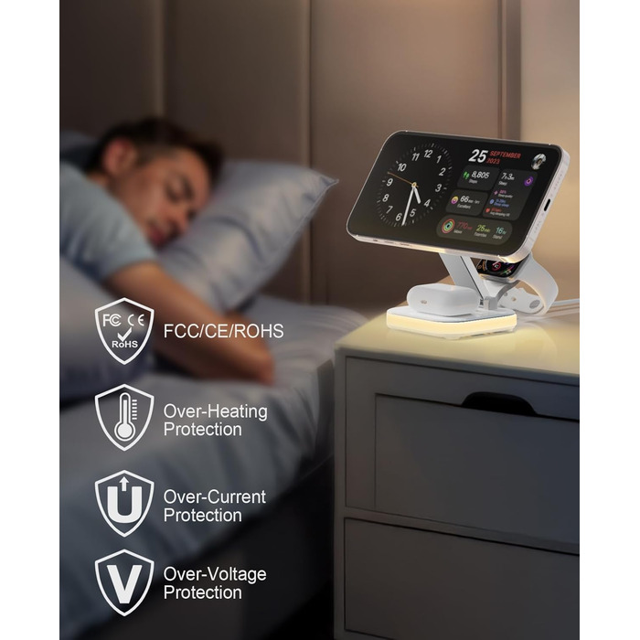 Зарядний пристрій MagSafe 5-в-1 з бездротовою зарядкою 15W для iPhone 17/16/15/14/13/12, AirPods 3/2/Pro (з адаптером 25W та кабелем USB-C 1м)