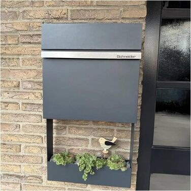 Поштовий ящик Metzler Stelio Anthrazit з газетницею та гравіюванням імені з нержавіючої сталі V2A - RAL 7016