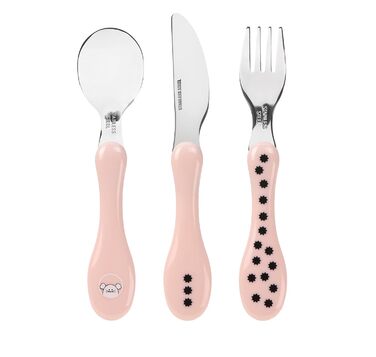 Набір дитячого посуду LÄSSIG 3 шт. (ложка, виделка, ніж) з нержавіючої сталі та пластикової ручки (Мишенята Little Chums)