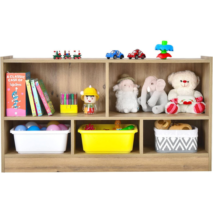 DREAMADE Kids Bookshelf, Toy Storage Bookshelf for Children, Toy Shelf for Kids' Rooms, Playrooms and Kindergarten, 111 x 30 x 61.5 cm (Gray)