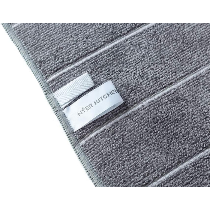 HYER KITCHEN Microfiber Towels - 8 Pack Striped (Color-coordinated - soft, super absorbent, and lint-free, 66 x 45.7 cm, Gray and Camel (gray) gray