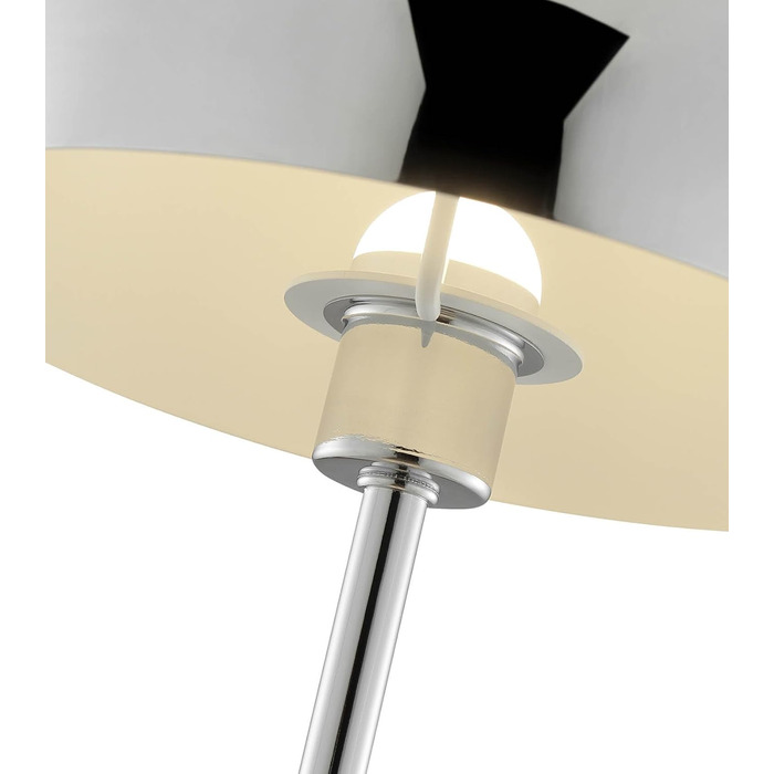 Mokebo® LED настільна лампа бездротова, акумуляторна, з регулюванням яскравості та USB-C, 'The Lighthouse', вінтажна лампа-горщик, грибний світильник та настільна лампа кольору тауп, метал, з батареєю, тепле біле світло, сріблястий колір