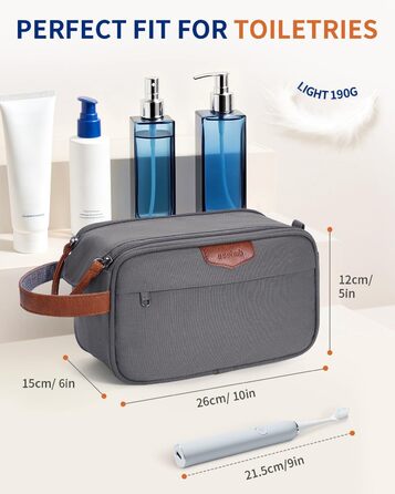 Чоловіча дорожня косметичка ECOHUB, водонепроникна, з великим відділенням та відділенням для мокрого одягу, з переробленого PET, з подвійною блискавкою, сірого кольору