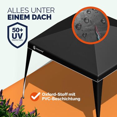 CASARIA® Capri Pavilion 3x3m Pop-Up UV Protection 50+ Waterproof Winter-Proof with Bag Foldable Stable Camping Garden Pop-Up Pavilion Party Tent (Black)