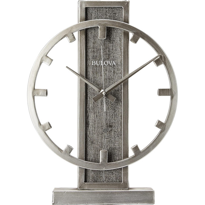 Bulova B1864 Silver Streak Desk Clock, Silver, Silver-Colored