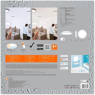 LEDVANCE Smart LED Bathroom Lamp white, 1200LM, 3000-6500K, 300mm x 70mm, IP44, Orbis Bath Bathroom Fixture with Wifi Technology, dimmable, controllable via app and voice assistants (White, 40cm, Disc)