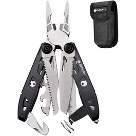 Мультитул BIBURY 18 в 1: 18 функцій в одному інструменті з нержавіючої сталі. Ідеальний для кемпінгу, ремонту та як подарунок для чоловіків. Чорний.