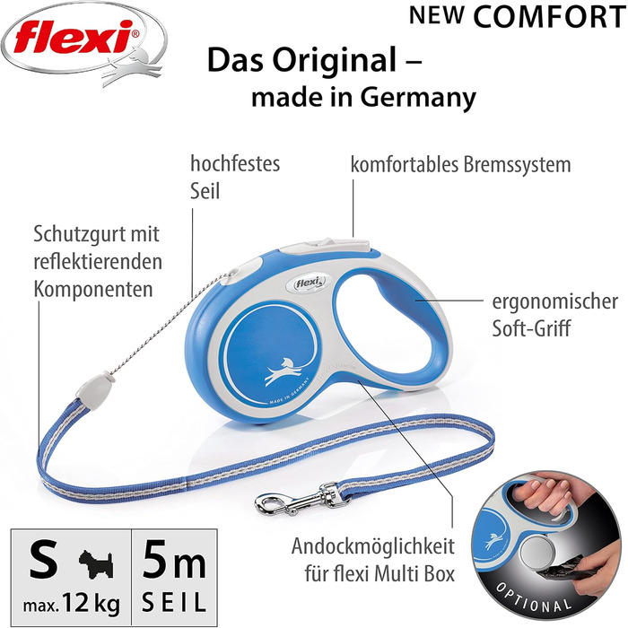 Рулетка вимірювальна Flexi Comfort New, 5 м, блакитна, навантаження до 12 кг