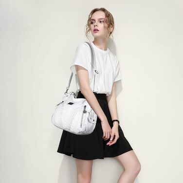 Сумка жіноча AngelKiss через плече, біла, PU шкіра, водонепроникна, з кишенями на блискавці