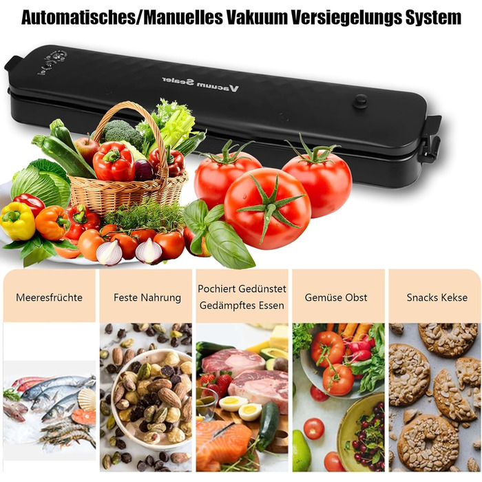 Вакуумний пакувальник Idudu: для продуктів, м'яса, овочів та фруктів. 8 шт. пакетів 25x17 см.