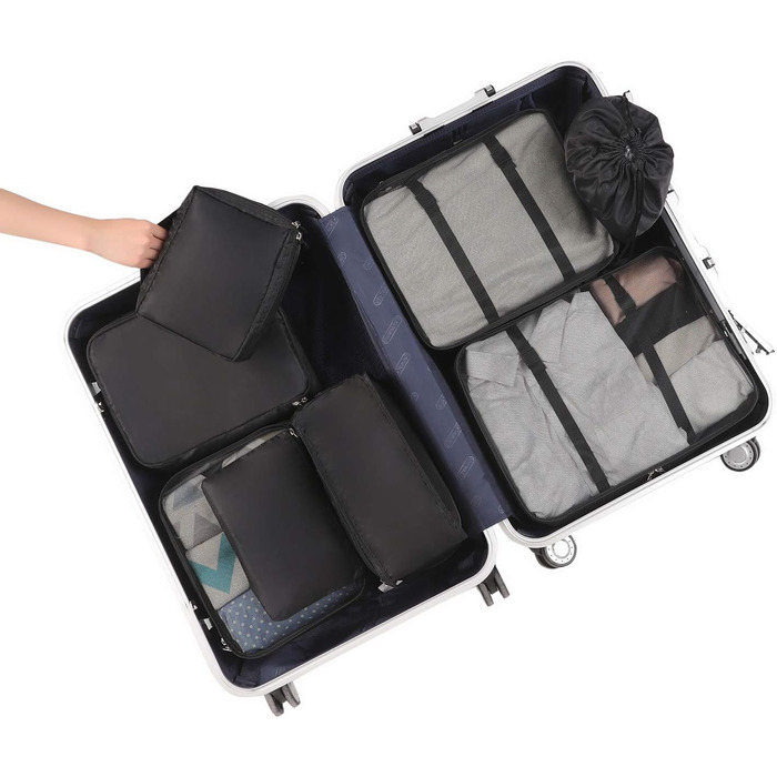 Набір органайзерів для валіз BAGAIL (8 шт.), чорний