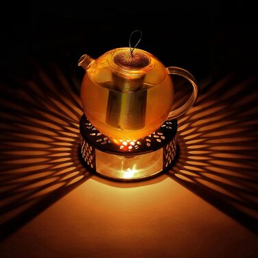 Скляна чайник Creano 1.2л з підставкою, 3-секційна з нержавіючої сталі та ситечко, для листового чаю, без крапель (1000мл)