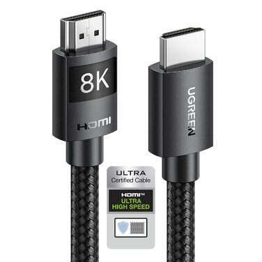 Кабель HDMI 2.1 UGREEN 10K/8K/4K з підтримкою 120Hz/144Hz, 48Gbit/s, eARC, HDR 10+, Dolby Vision, VRR, 2 метри