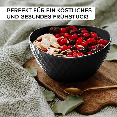 MIAMIO Набір посуду з 24 предметів з кераміки (тафельський сервіз) для 6 осіб, чорний колір, Palmanova Collection. Підходить для миття в посудомийній машині та використання в мікрохвильовці.