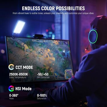 LED світло для селфі NEEWER Entry Level: clip-on, 54 LED, CRI 88, 650mAh, для iPhone, комп'ютера, вебкамери, Zoom, макіяжу