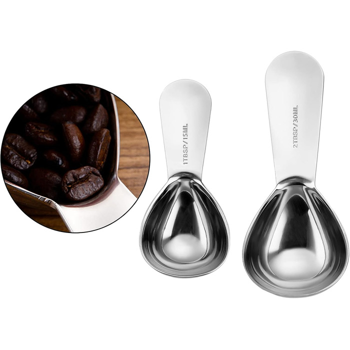 30ml and 15ml pieces, coffee measuring spoons, sugar, tea measuring, tablespoon, baking, utensil, cooking tool, measuring cup