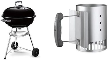 Вугільний гриль Weber Compact Kettle 47 см чорний, кришка, чохол, стартер для розпалювання, набір для барбекю