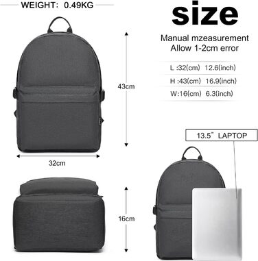 Стильний рюкзак для підлітків та студентів: легкий, водонепроникний, для ноутбука 15.4