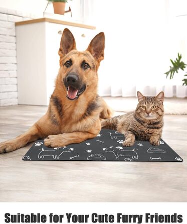 Нековзна підкладка під миску для собак та котів: чорний колір, 40x60 см. Швидковисихаюча, легко миється. Підкладка для миски для тварин
