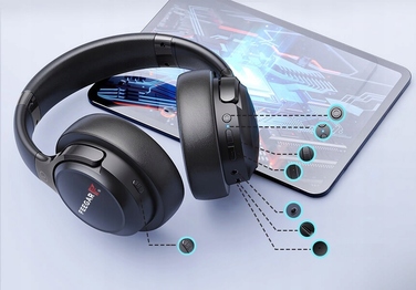 Бездротові накладні навушники Feegar Mello: 65 год автономності, Bluetooth 5.3, мікрофон, 6 режимів еквалайзера