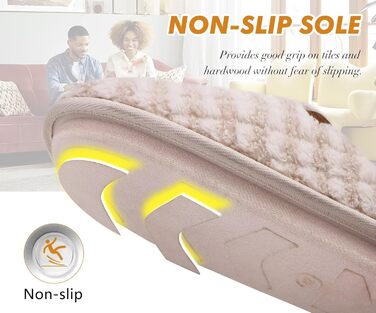 Чоловічі халати-тапочки COFACE з піною для відпочинку, теплі, з вовняної тканини, пухнасті, з антиковзною гумовою підошвою, розмір 40-49 (41 EU, бежевий, пухнастий)