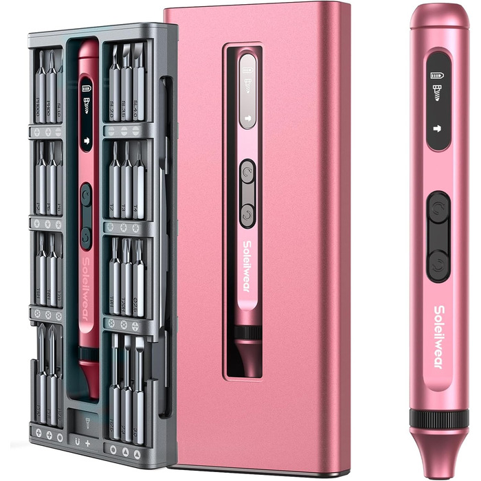 Електричний набір викруток преміум-класу 52 в 1 з 48 магнітними бітами, акумуляторний, для ремонту телефонів, камер, ноутбуків, годинників (Twilight Pink)