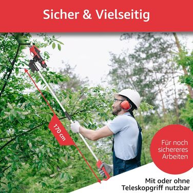 STREND PRO Battery-Powered Electric Pruning Shears Telescopic | for easy garden and tree pruning | max. 22mm, 170cm long telescopic handle geared pruning shears | 1 x 7.2V battery included | cordless shears, tree shears