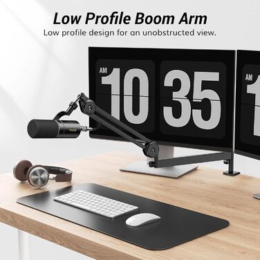 Кріплення для мікрофона TONOR T20LP - низькопрофільний тримач для геймінгу та подкастингу, чорний, з прихованою пружиною