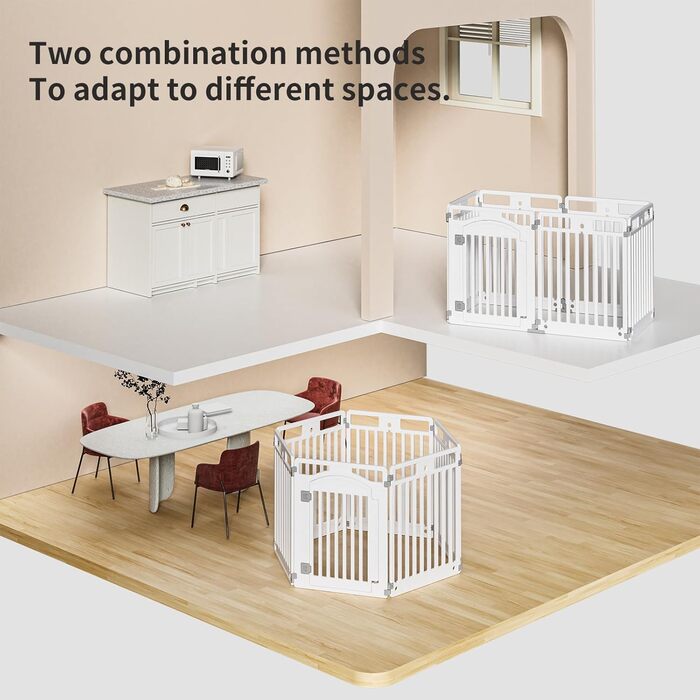 Вольєр для цуценят Gupamiga, розкладний вольєр для собак з дверима, вольєр для цуценят для квартири, міцний та гладкий, просте встановлення, білий (178 x 178 см), 8 штук (80 см)