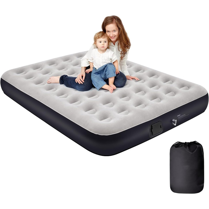 Надувне ліжко для двох осіб з автоматичним накачуванням, 198x152x25 см, Deep Blue