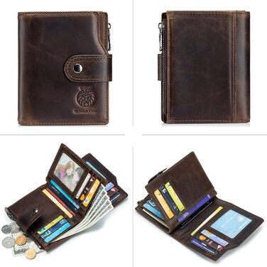 MsiDtsoy Leather Wallet for Men, with RFID Protection, Genuine Leather Wallet for Men, Cardholder, Wallet, Billfold, Vertical Leather Wallet, Vintage Leather Cardholder with Gift Box