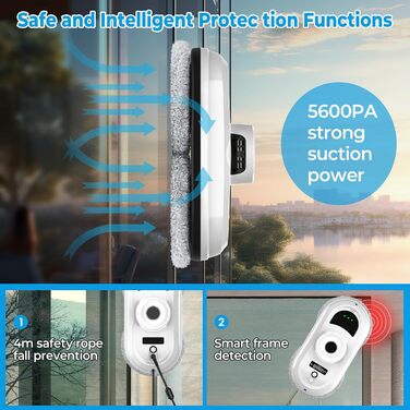 Робот для миття вікон Fensterputzroboter 5600Pa електричний з пультом, 3 режимами, навігацією та 10 серветками для гладких поверхонь