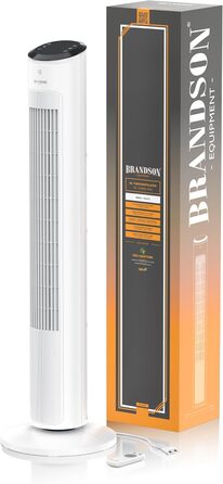Вентилятор Tower Brandson ECO GREEN – тихий, з пультом, 12 швидкостей, режим сну, білий