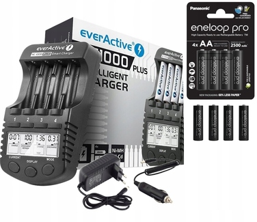 Зарядний пристрій для акумуляторів AA/AAA + 4 акумулятори Eneloop Pro 2500