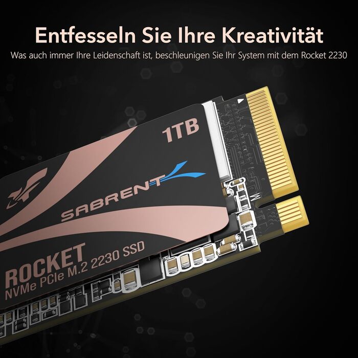 SSD Sabrent 2230 1TB NVMe Gen 4 - високошвидкісний внутрішній SSD для ПК, Steam Deck, Surface Pro