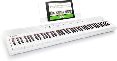 Електронне піаніно Alesis Recital - E Piano 88 клавіш з напівзваженими клавішами, динаміками, 5 преміум-звуками, виходом для навушників, підписка на уроки гри на клавіатурі (біле)