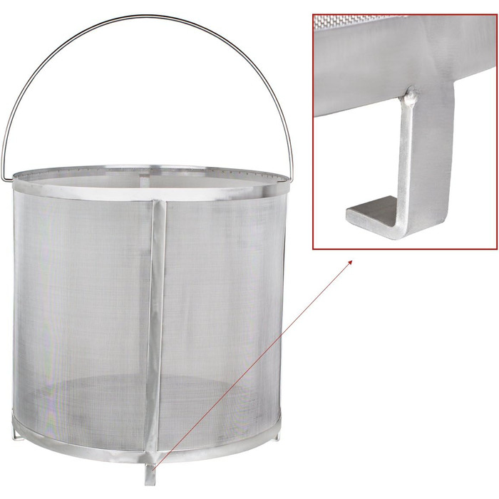 Beeketal 'BBF-1' Beer Hop Filter Fine Mesh Strainer made of stainless steel with a very fine 300 micron mesh (approx. 350 x 150 x 150 mm), beer filter e.g. for clarifying mash residues, with a holder for hanging (for placing (350 x 350 x 350 mm), Bbf-2 (for placing))