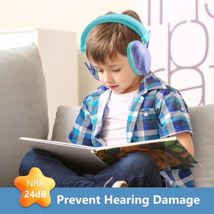 Навушники для захисту від шуму ProCase для дітей, 24dB NRR, складні, регульовані, фіолетові